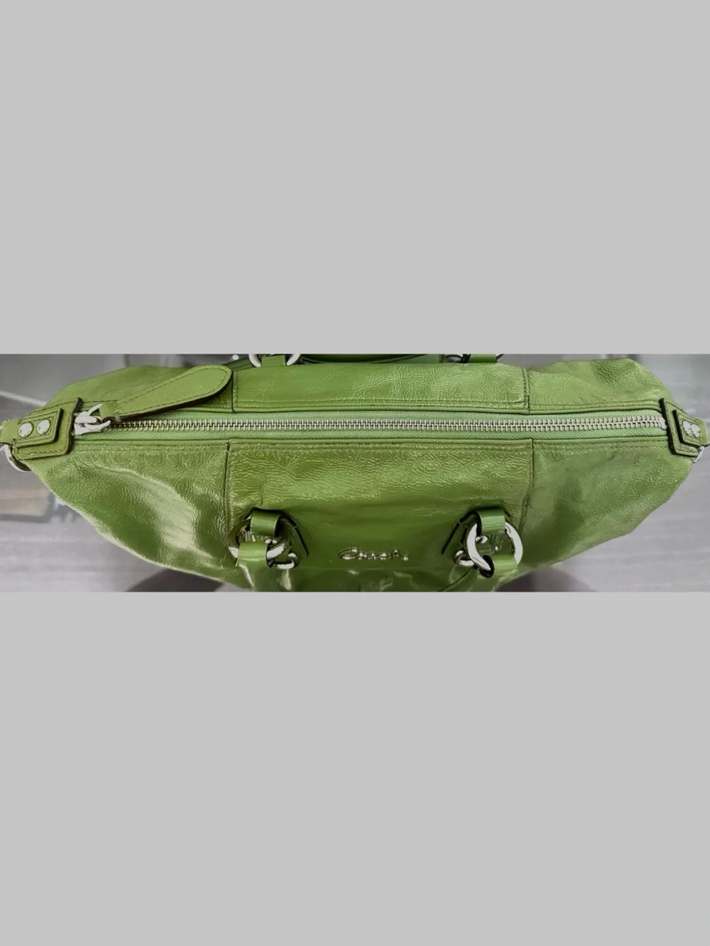 COACH Ashley F15455 GREEN Patent Leather Satchel Purse 2010